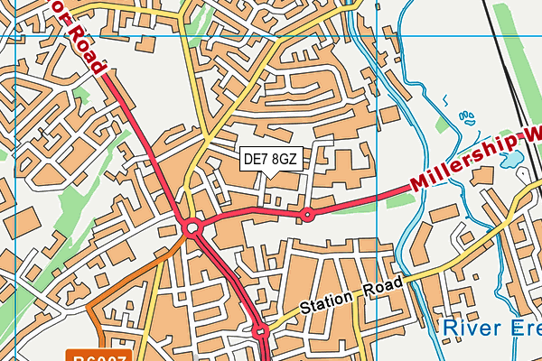 DE7 8GZ map - OS VectorMap District (Ordnance Survey)