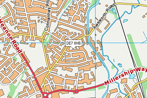 DE7 8HB map - OS VectorMap District (Ordnance Survey)