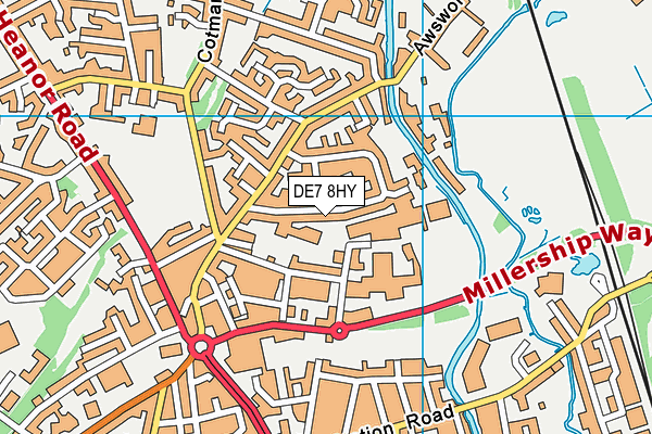 DE7 8HY map - OS VectorMap District (Ordnance Survey)