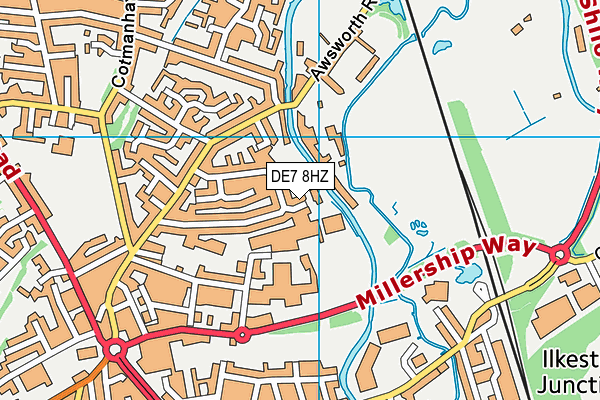 DE7 8HZ map - OS VectorMap District (Ordnance Survey)
