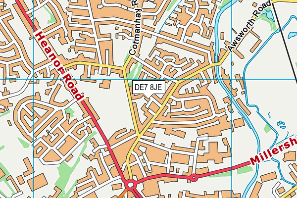 DE7 8JE map - OS VectorMap District (Ordnance Survey)