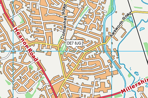 DE7 8JG map - OS VectorMap District (Ordnance Survey)