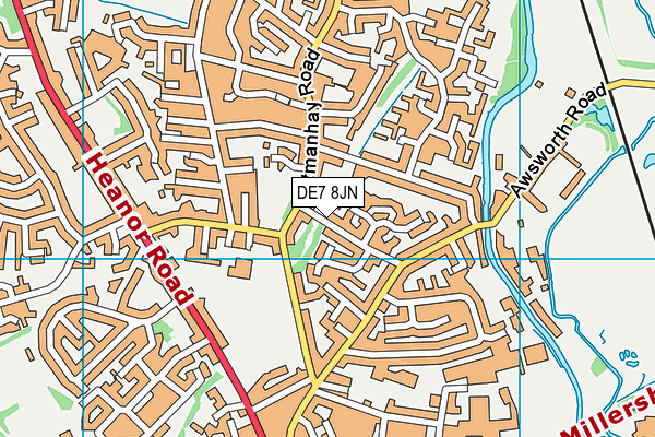 DE7 8JN map - OS VectorMap District (Ordnance Survey)