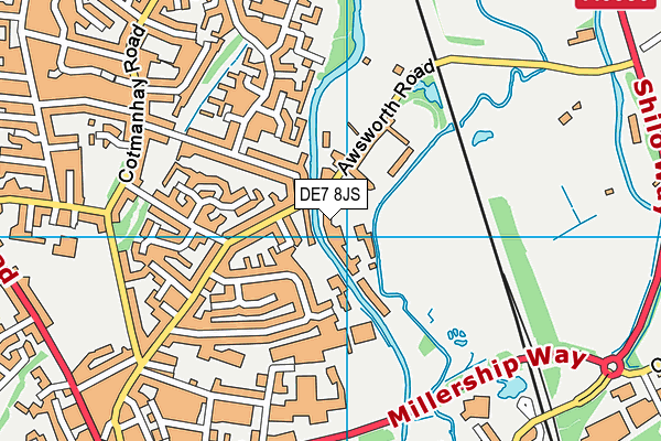 DE7 8JS map - OS VectorMap District (Ordnance Survey)