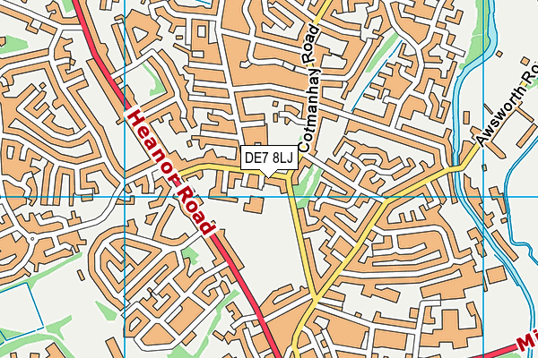 DE7 8LJ map - OS VectorMap District (Ordnance Survey)