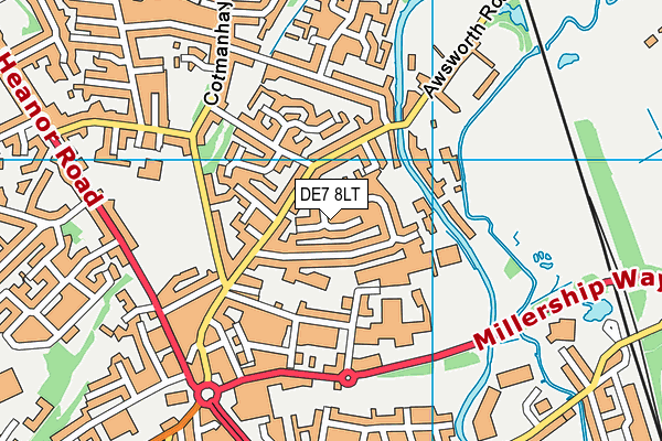 DE7 8LT map - OS VectorMap District (Ordnance Survey)