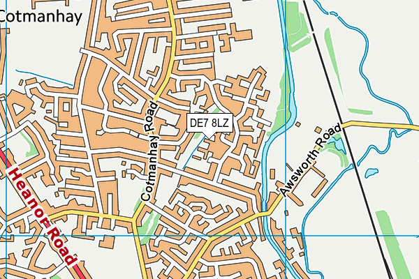 DE7 8LZ map - OS VectorMap District (Ordnance Survey)