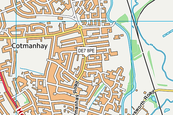 DE7 8PE map - OS VectorMap District (Ordnance Survey)