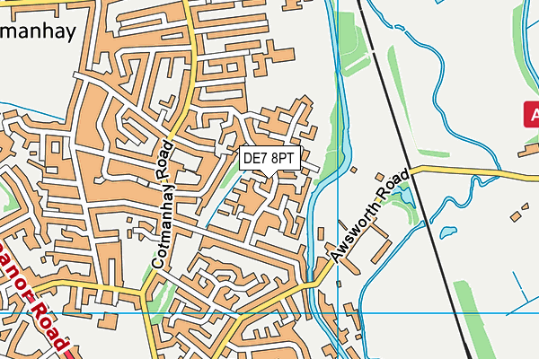DE7 8PT map - OS VectorMap District (Ordnance Survey)
