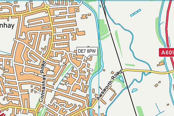 DE7 8PW map - OS VectorMap District (Ordnance Survey)