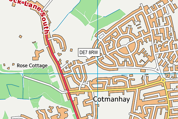 DE7 8RW map - OS VectorMap District (Ordnance Survey)