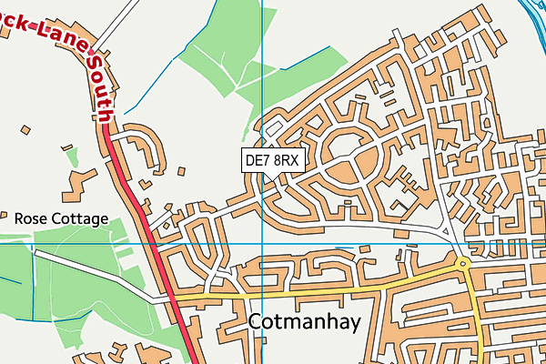DE7 8RX map - OS VectorMap District (Ordnance Survey)