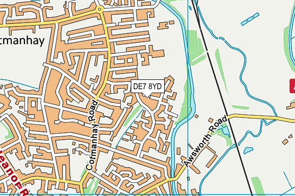 DE7 8YD map - OS VectorMap District (Ordnance Survey)