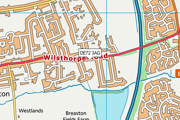 DE72 3AG map - OS VectorMap District (Ordnance Survey)