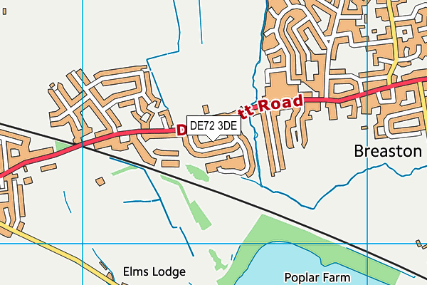 DE72 3DE map - OS VectorMap District (Ordnance Survey)