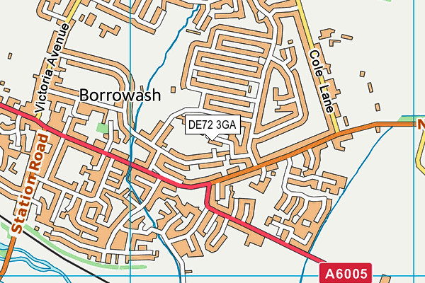 DE72 3GA map - OS VectorMap District (Ordnance Survey)