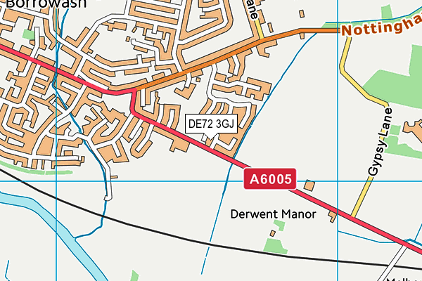 DE72 3GJ map - OS VectorMap District (Ordnance Survey)