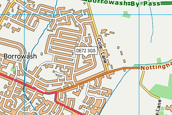DE72 3GS map - OS VectorMap District (Ordnance Survey)