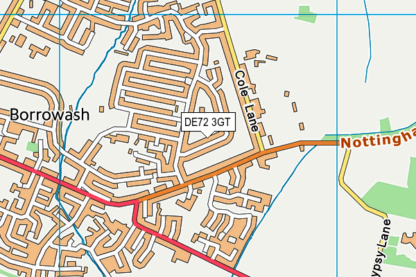 DE72 3GT map - OS VectorMap District (Ordnance Survey)