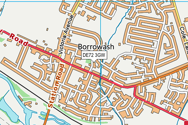 DE72 3GW map - OS VectorMap District (Ordnance Survey)