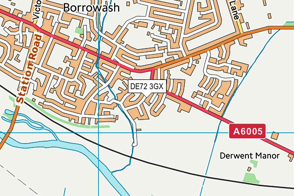 DE72 3GX map - OS VectorMap District (Ordnance Survey)