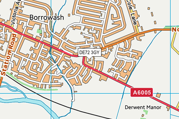 DE72 3GY map - OS VectorMap District (Ordnance Survey)