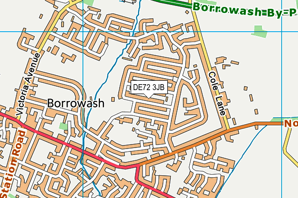 DE72 3JB map - OS VectorMap District (Ordnance Survey)