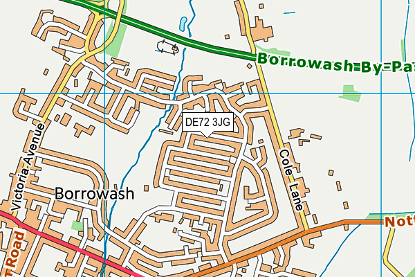 DE72 3JG map - OS VectorMap District (Ordnance Survey)