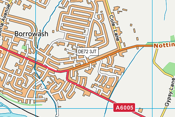 DE72 3JT map - OS VectorMap District (Ordnance Survey)
