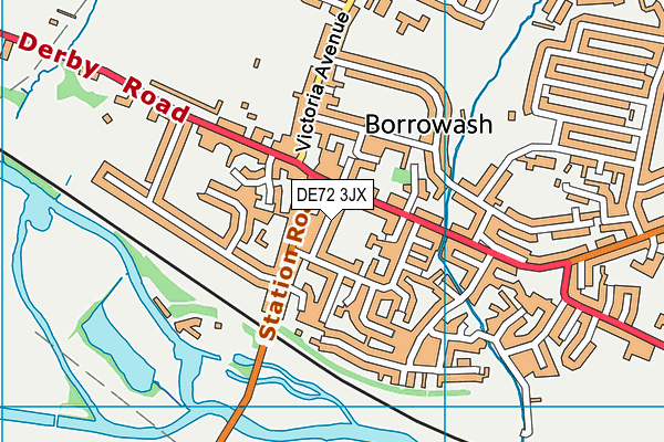 DE72 3JX map - OS VectorMap District (Ordnance Survey)