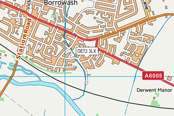 DE72 3LX map - OS VectorMap District (Ordnance Survey)