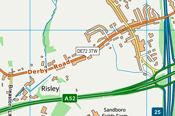 DE72 3TW map - OS VectorMap District (Ordnance Survey)