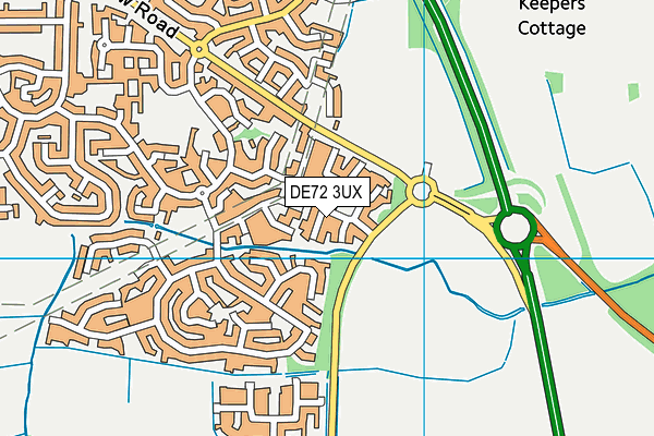 DE72 3UX map - OS VectorMap District (Ordnance Survey)