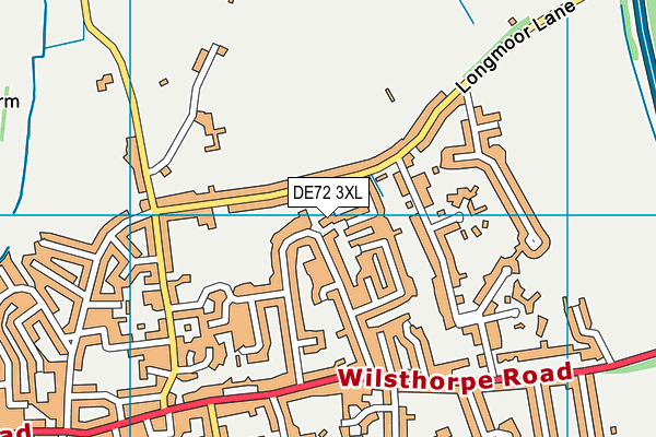 DE72 3XL map - OS VectorMap District (Ordnance Survey)