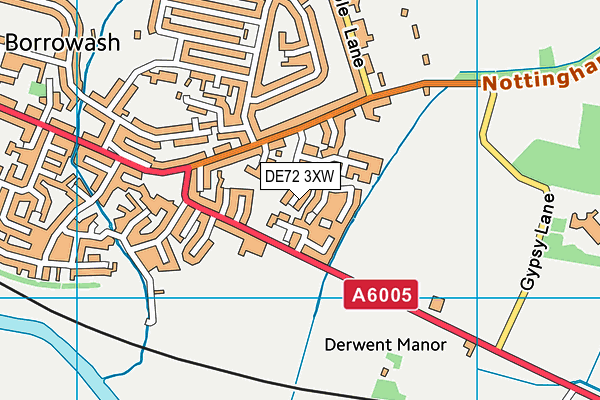 DE72 3XW map - OS VectorMap District (Ordnance Survey)