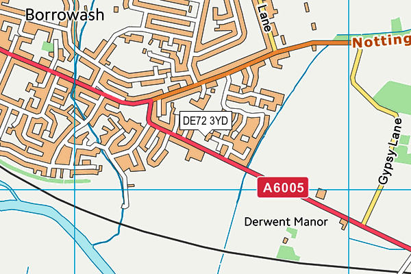 DE72 3YD map - OS VectorMap District (Ordnance Survey)