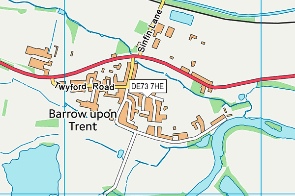 DE73 7HE map - OS VectorMap District (Ordnance Survey)