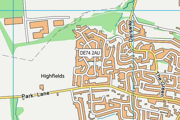 DE74 2AU map - OS VectorMap District (Ordnance Survey)