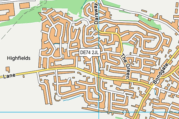 DE74 2JL map - OS VectorMap District (Ordnance Survey)