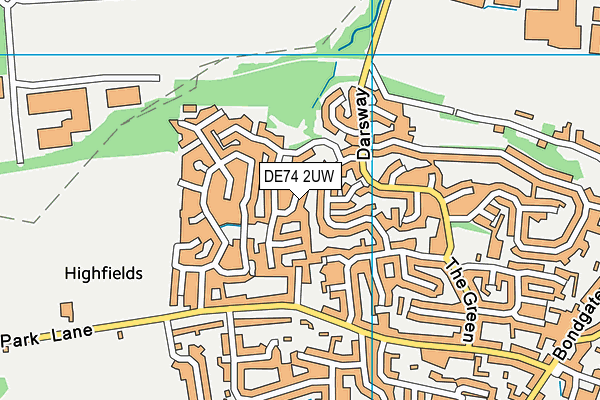 DE74 2UW map - OS VectorMap District (Ordnance Survey)