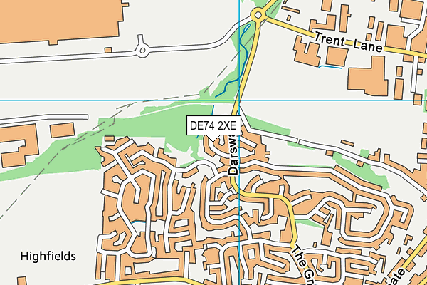 DE74 2XE map - OS VectorMap District (Ordnance Survey)