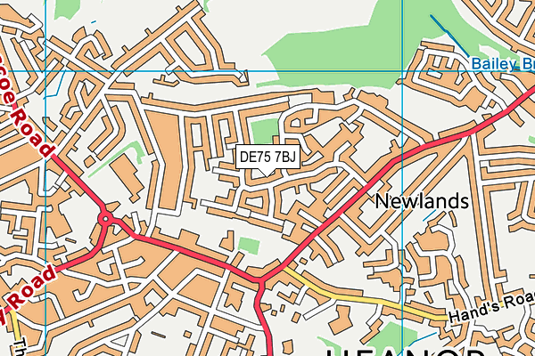 DE75 7BJ map - OS VectorMap District (Ordnance Survey)