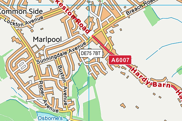 DE75 7BT map - OS VectorMap District (Ordnance Survey)