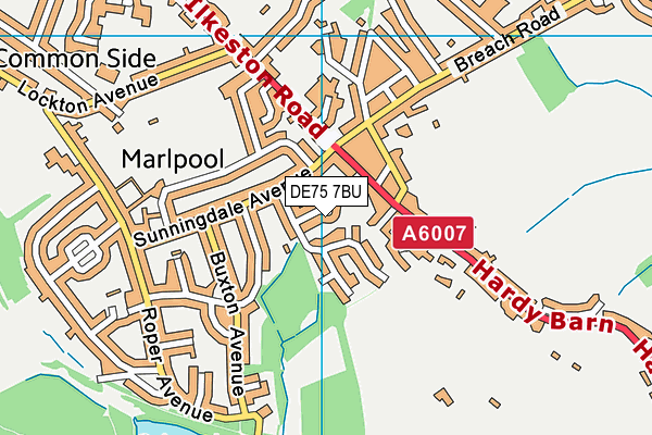 DE75 7BU map - OS VectorMap District (Ordnance Survey)