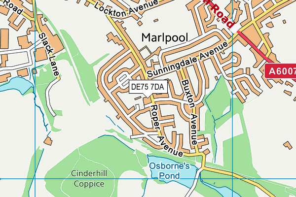 DE75 7DA map - OS VectorMap District (Ordnance Survey)