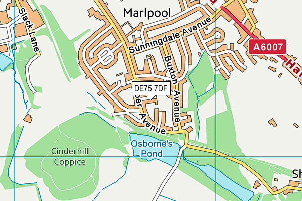 DE75 7DF map - OS VectorMap District (Ordnance Survey)