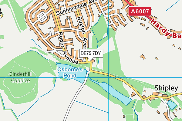 DE75 7DY map - OS VectorMap District (Ordnance Survey)