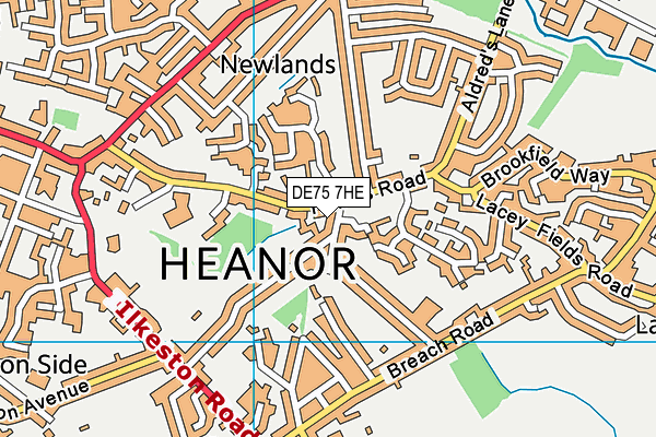 DE75 7HE map - OS VectorMap District (Ordnance Survey)