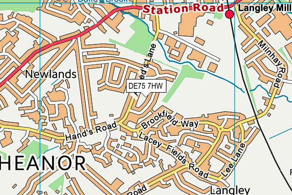 DE75 7HW map - OS VectorMap District (Ordnance Survey)