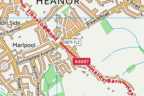 DE75 7LZ map - OS VectorMap District (Ordnance Survey)